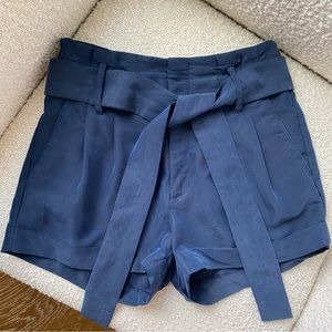 AEO Navy Blue High Waisted Paperbag Shorts